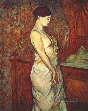 ベッドのそばのシュミーズを着たププール トゥールーズ ロートレック アンリ・ド Oil Paintings